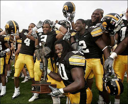 Hawkeyes celebrate with Capital One Bowl trophy